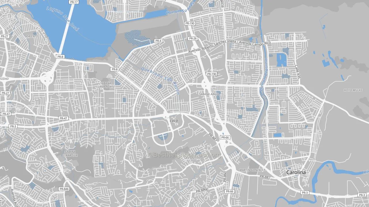 Transit Grade map of Urbanizacion El Comandante, Carolina, PR