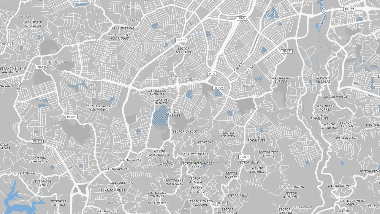 Transit Grade map of Urbanizacion El Cortijo, Bayamon, PR