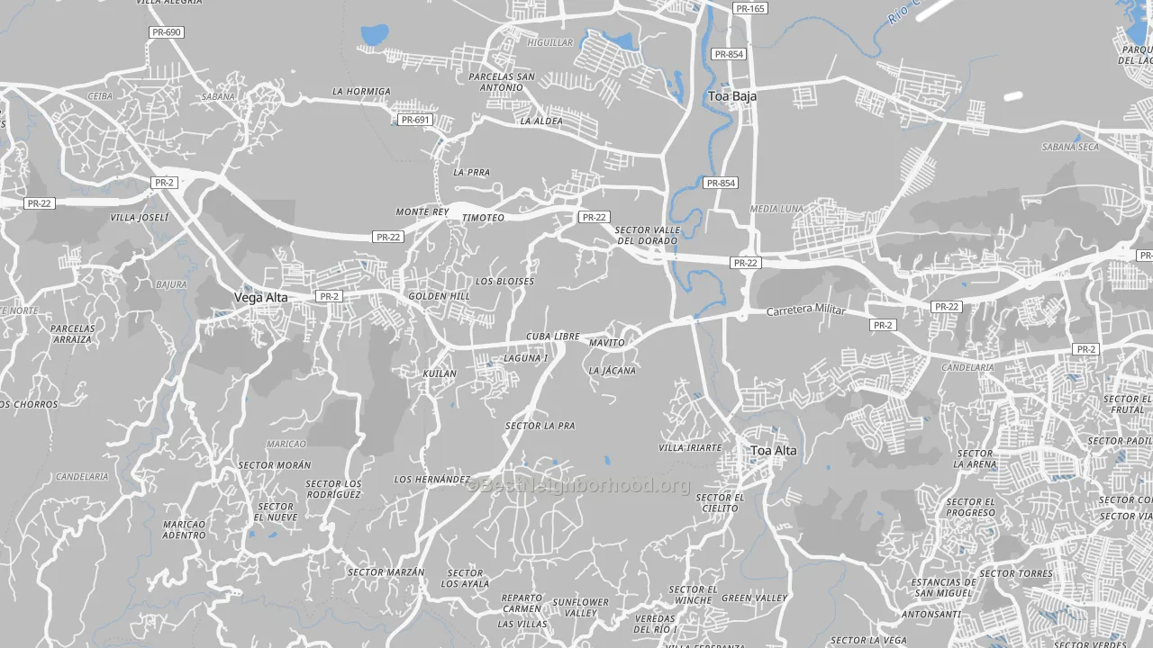 Transit Grade map of Urbanizacion Las Colinas, Dorado, PR