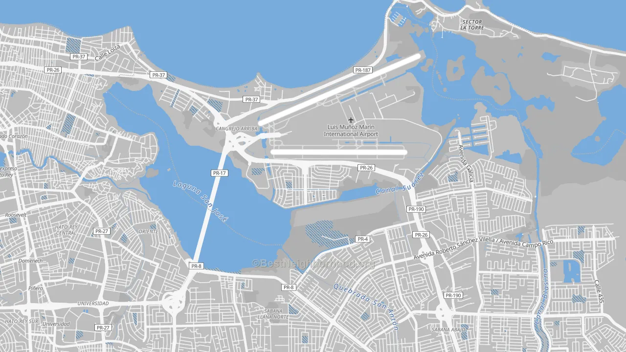 Transit Grade map of Urbanizacion Los Angeles, Carolina, PR