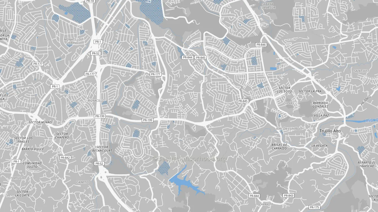 Transit Grade map of Urbanizacion Rivieras de Cupey, San Juan, PR