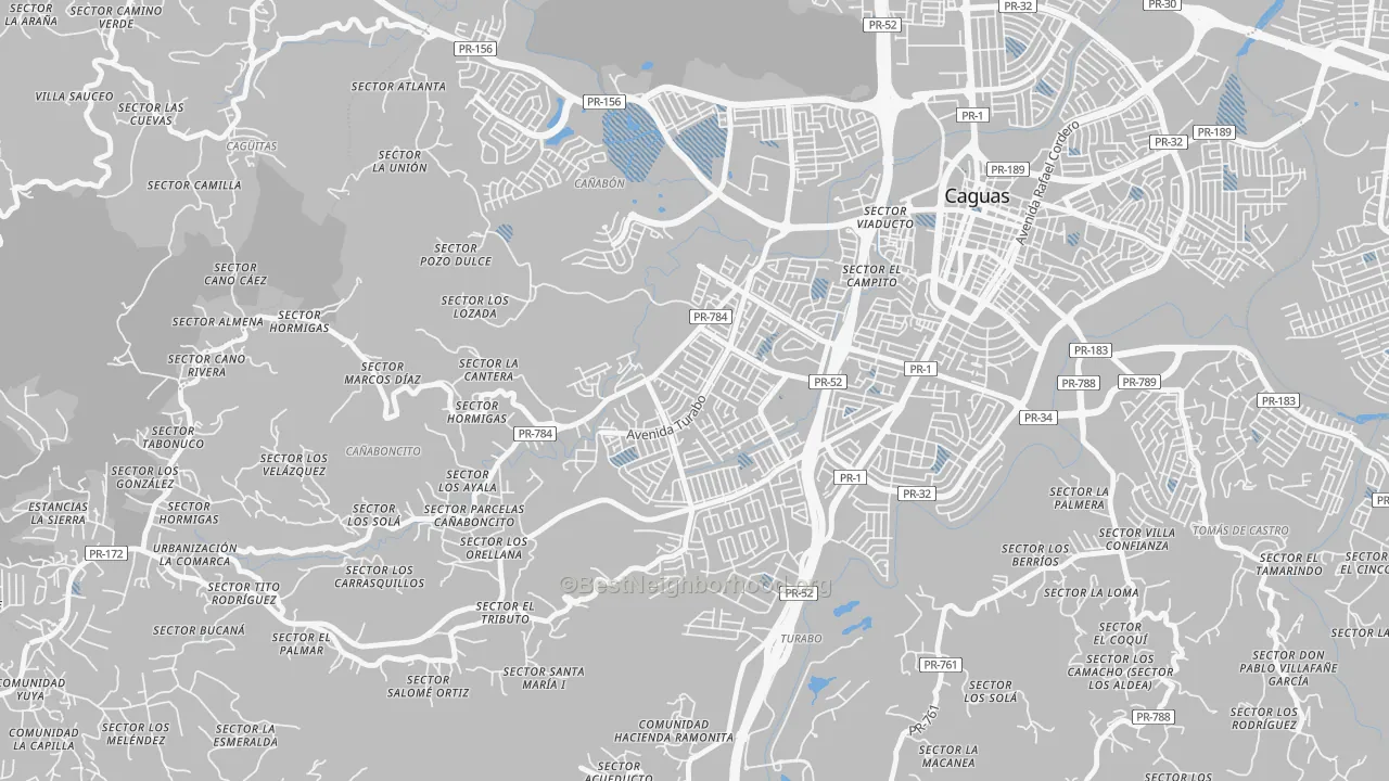 Transit Grade map of Urbanizacion Turabo Gdns, Caguas, PR