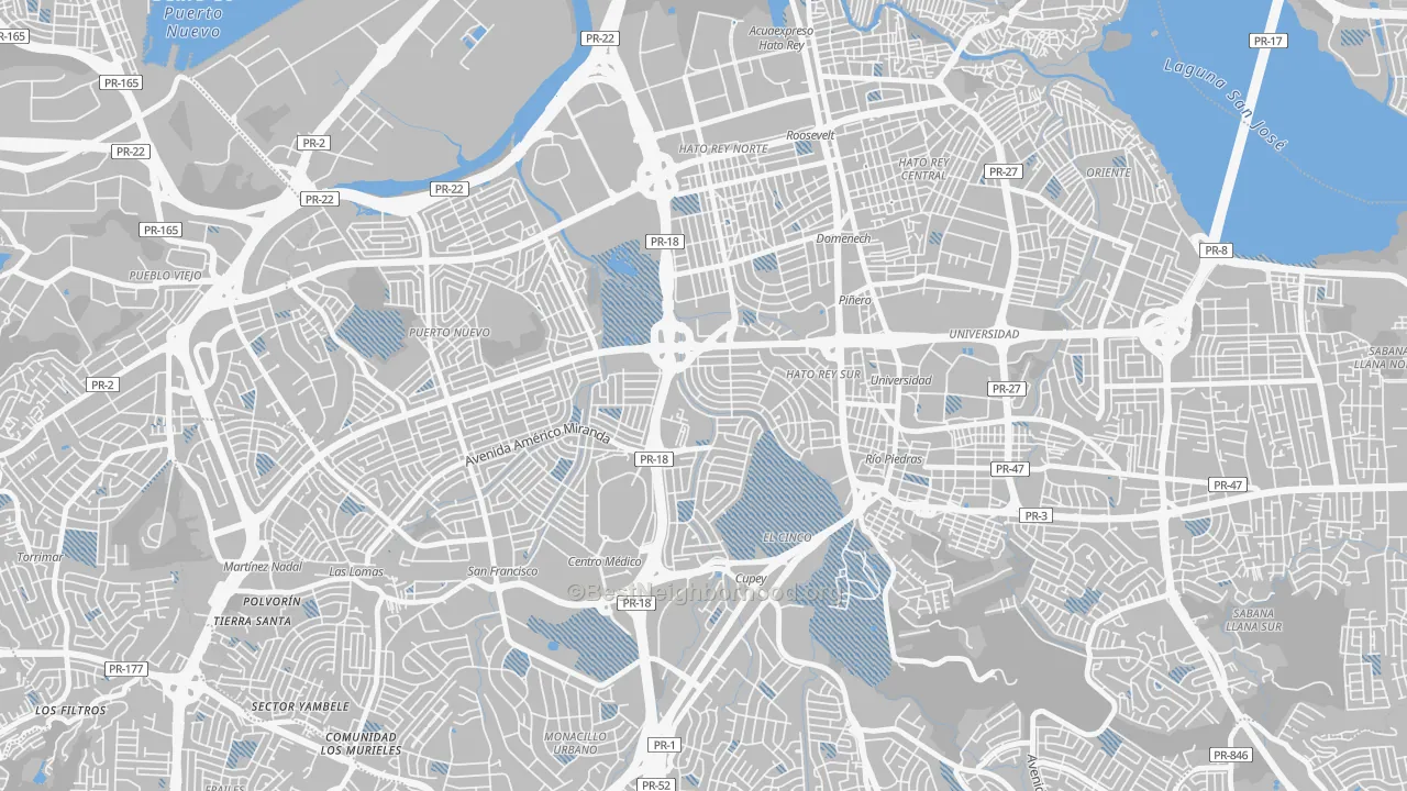 Transit Grade map of Urbanizacion University Gdns, San Juan, PR