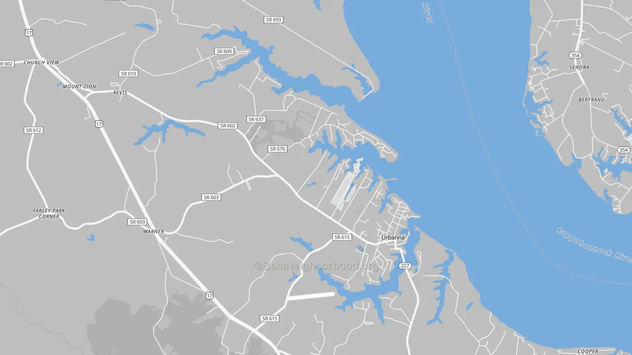 Transit Grade map of Urbanna, VA