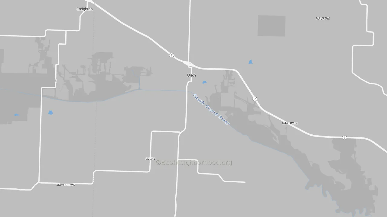 Transit Grade map of Urich, MO