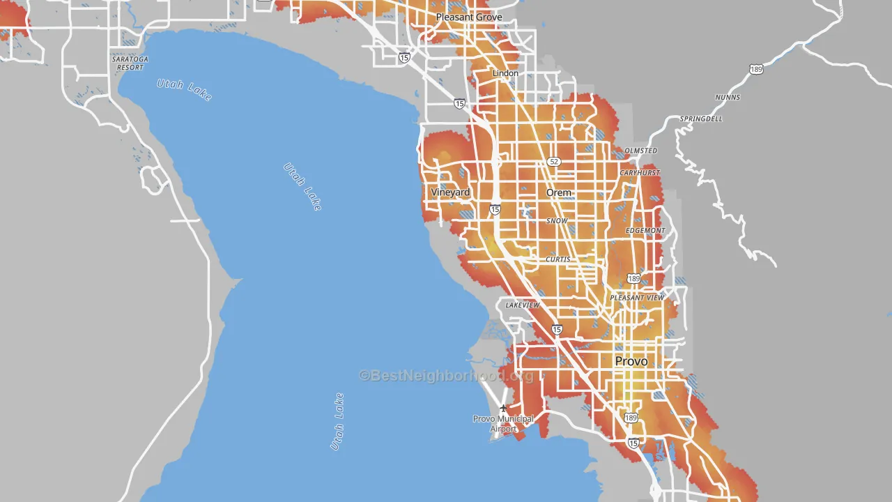 Transit Grade map of Utah County, UT