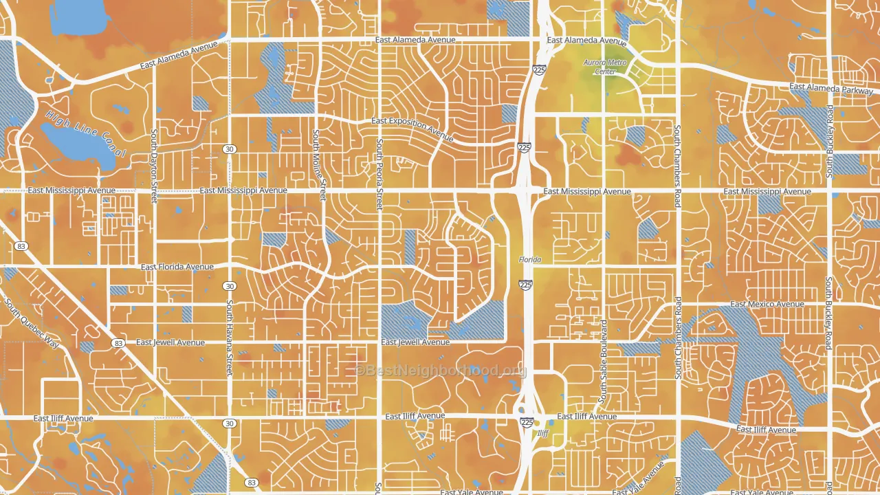 Transit Grade map of Utah Park, Aurora, CO