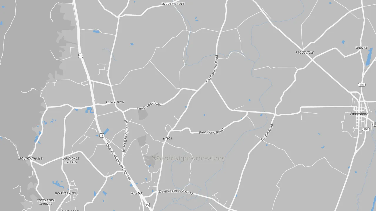 Transit Grade map of Utica, MD