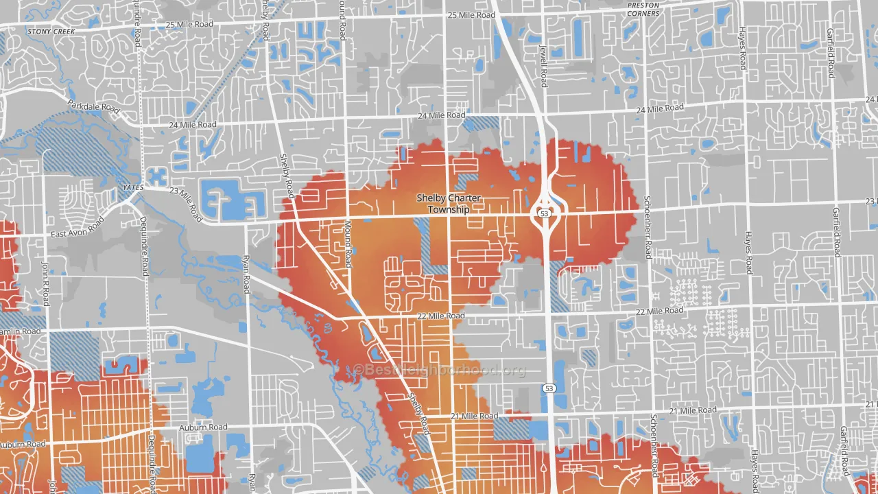 Transit Grade map of Utica, MI
