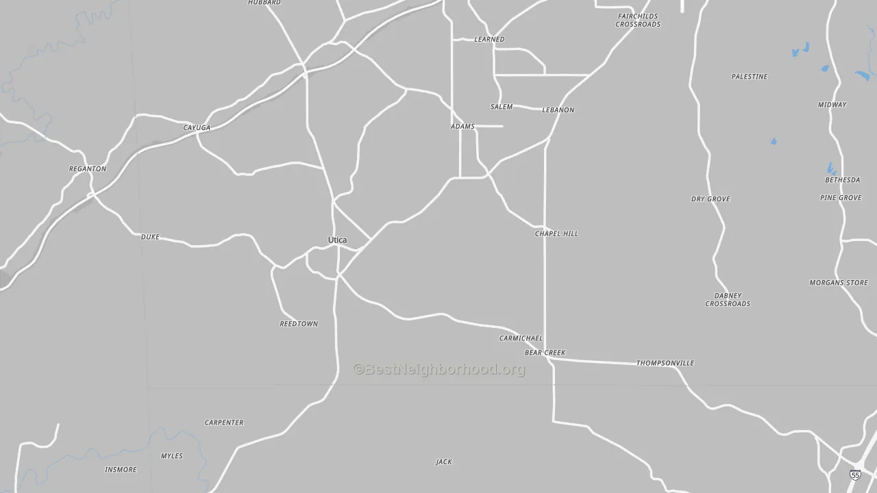 Transit Grade map of Utica, MS