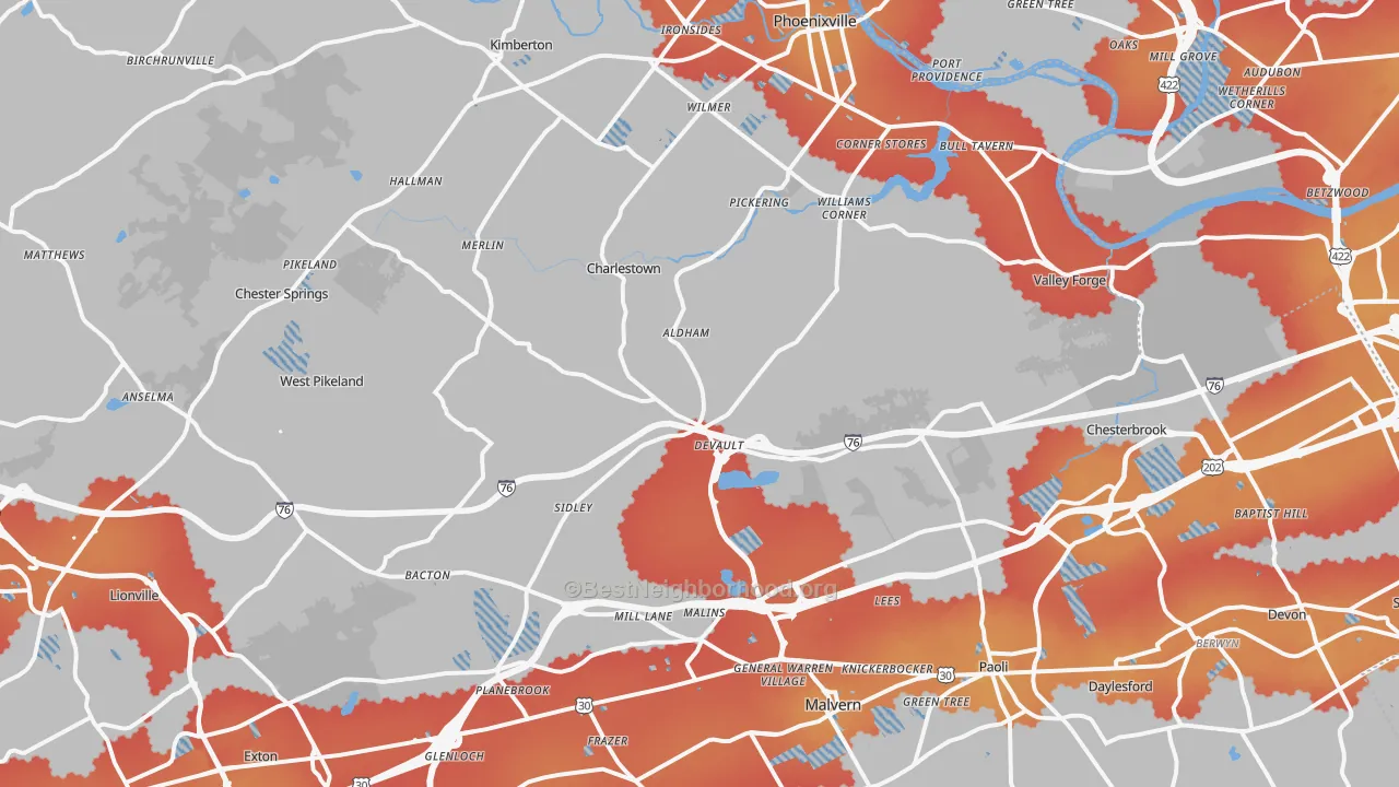 Transit Grade map of Uwchland, PA
