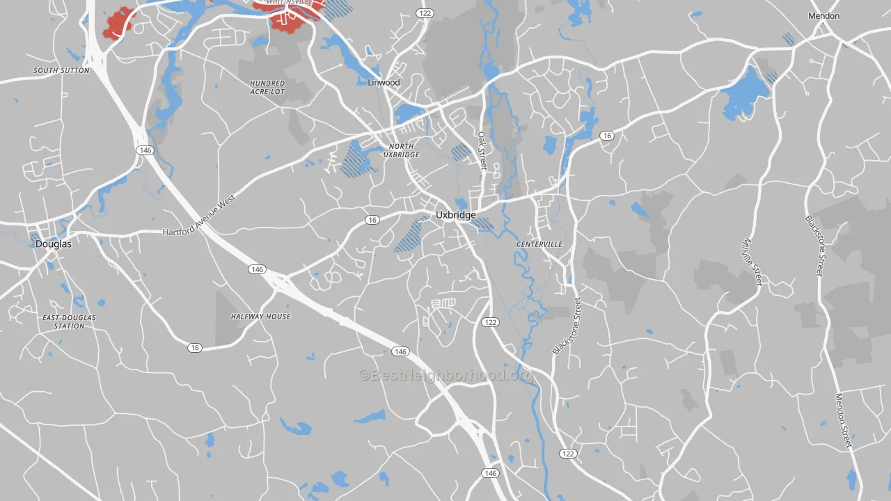 Transit Grade map of Uxbridge, MA