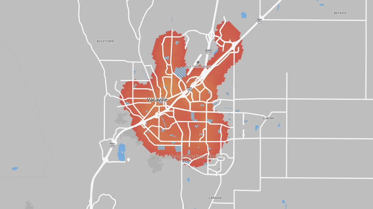Transit Grade map of Vacaville, CA