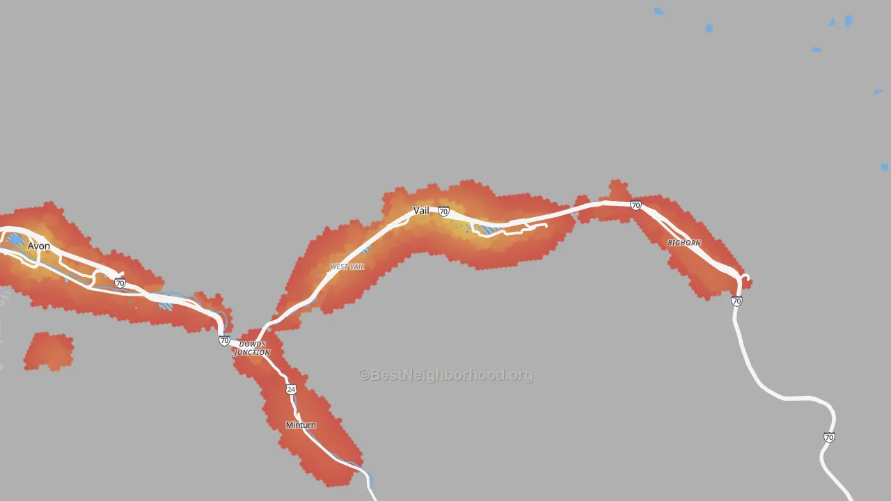 Transit Grade map of Vail, CO