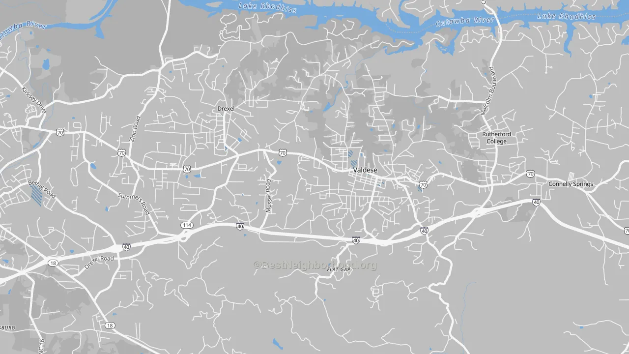 Transit Grade map of Valdese, NC