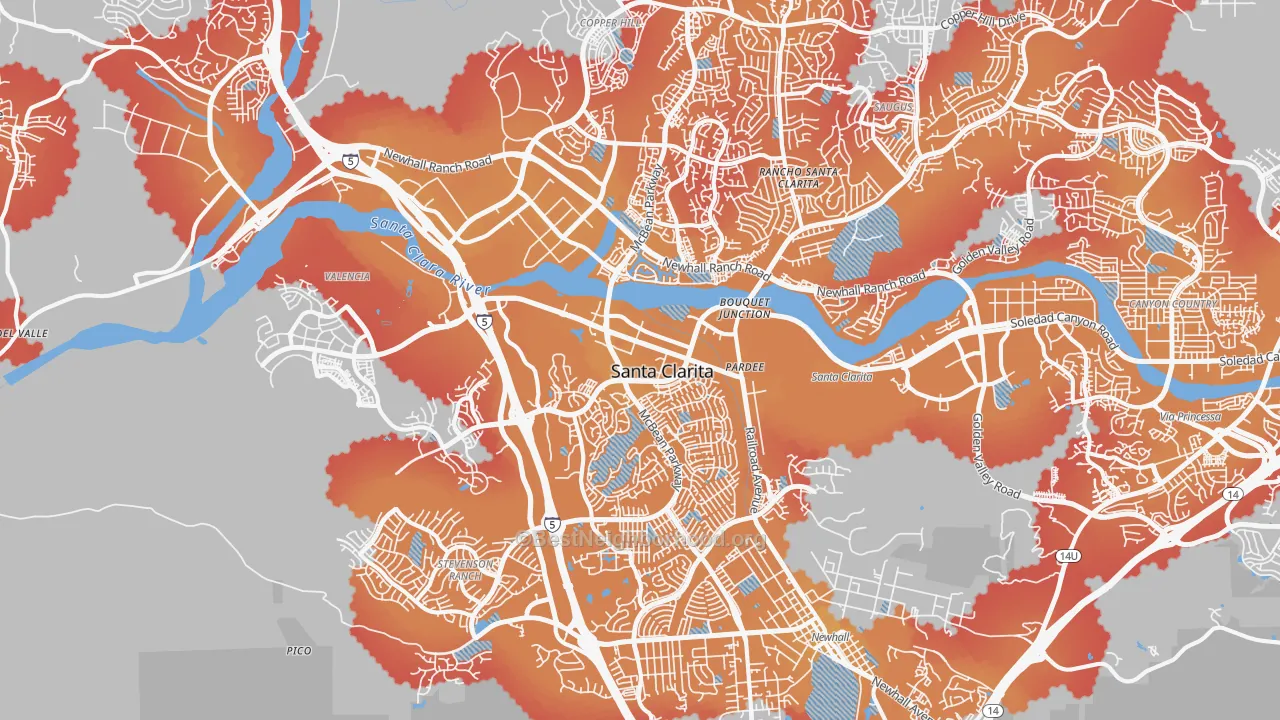 Transit Grade map of Valencia, CA