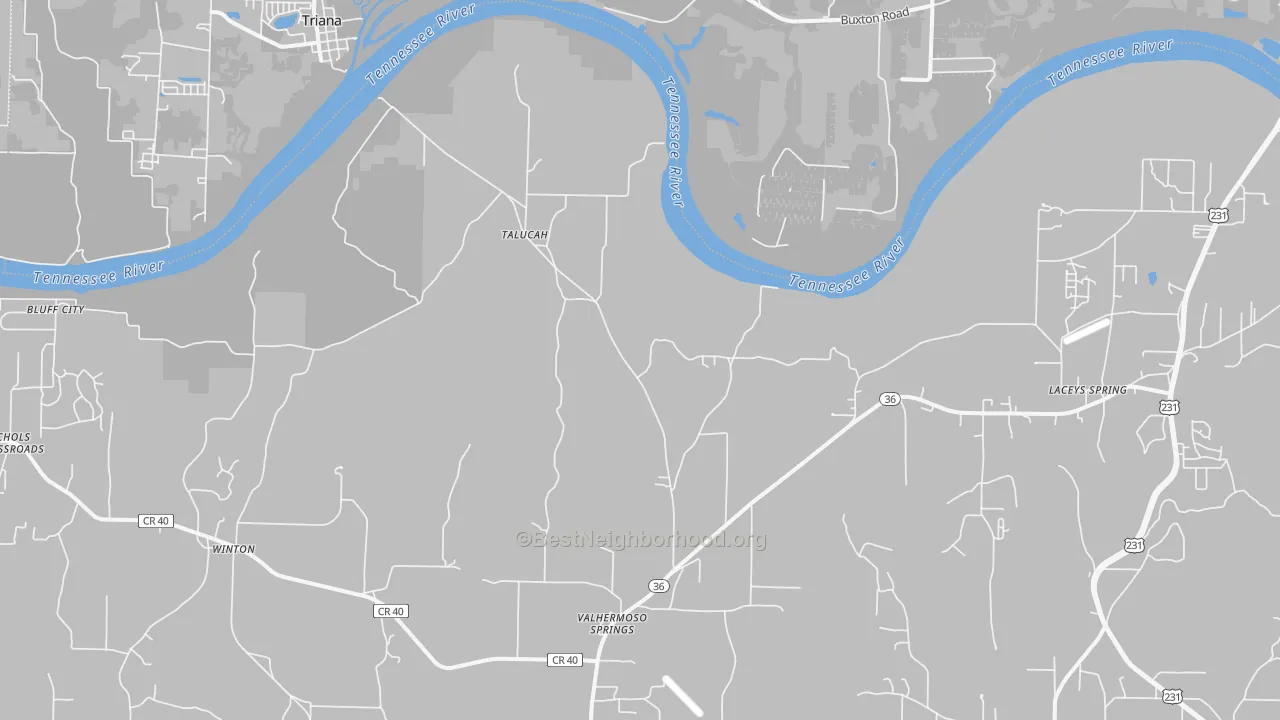 Transit Grade map of Valhermoso Springs, AL