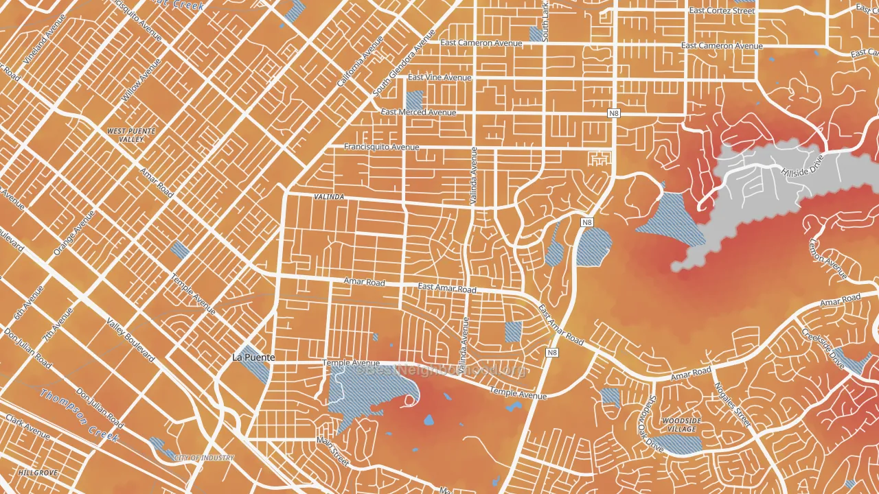 Transit Grade map of Valinda, CA