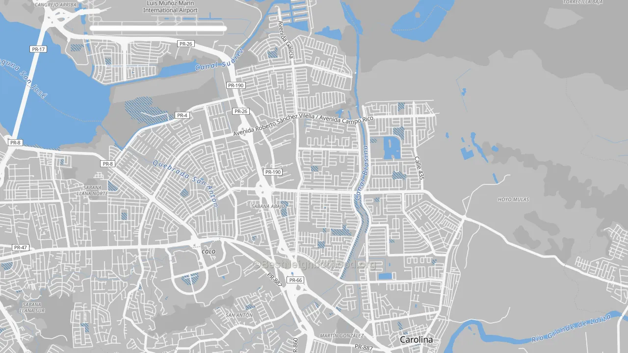 Transit Grade map of Valle Arriba Hts, Carolina, PR