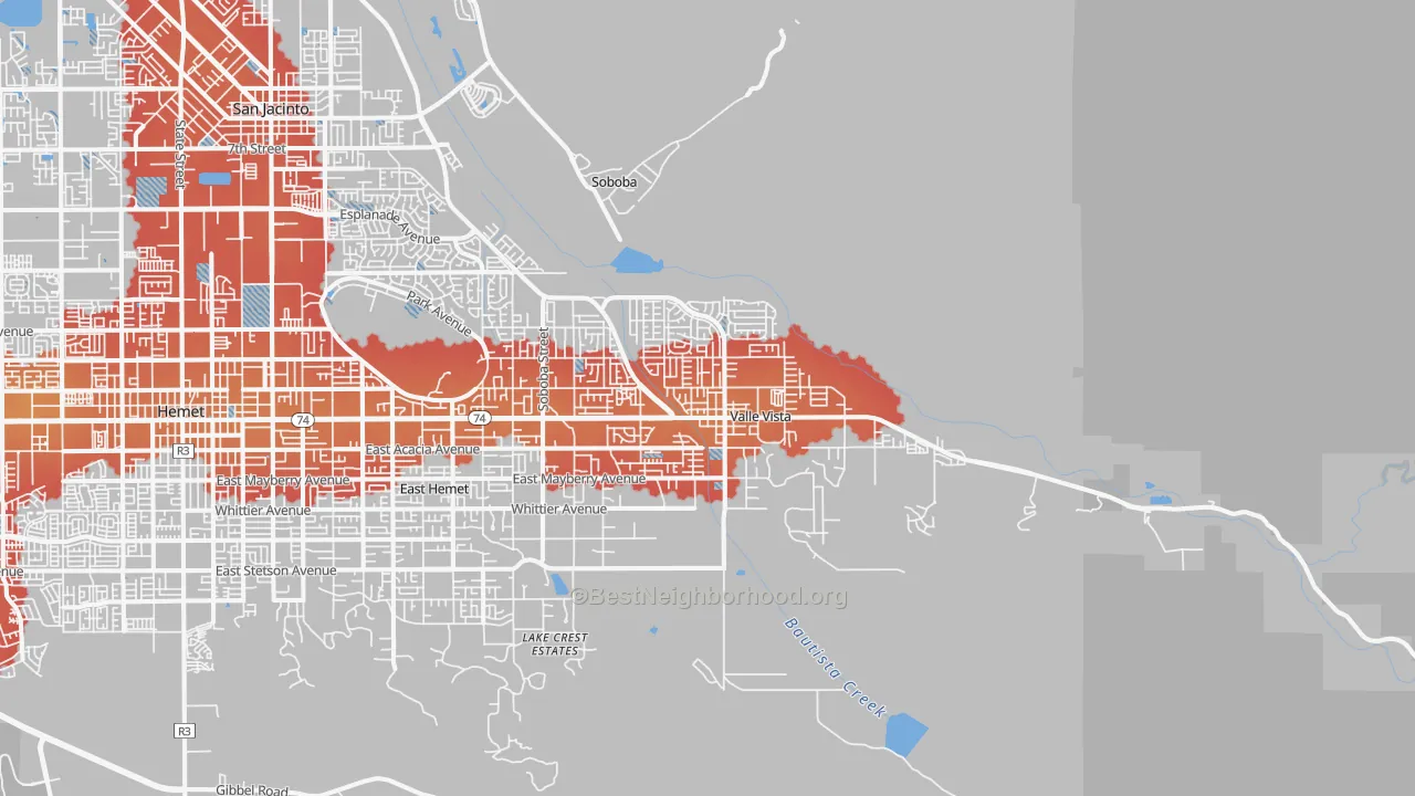 Transit Grade map of Valle Vista, CA