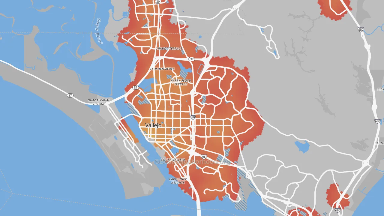 Transit Grade map of Vallejo, CA