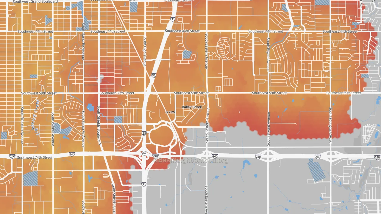 Transit Grade map of Valley Brook, OK