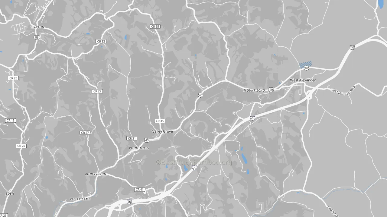 Transit Grade map of Valley Grove, WV