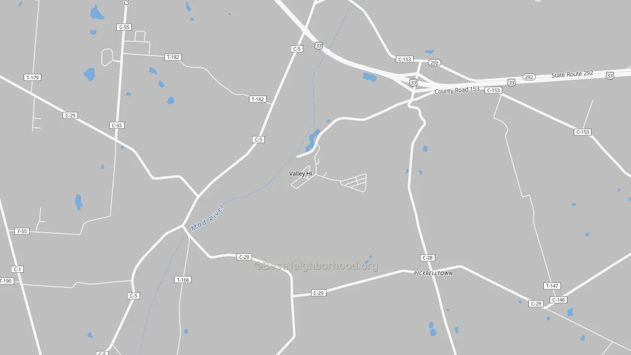 Transit Grade map of Valley-Hi, OH