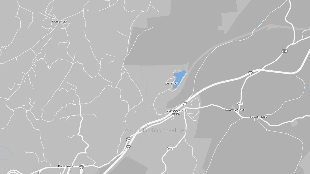 Transit Grade map of Valley-Hi, PA