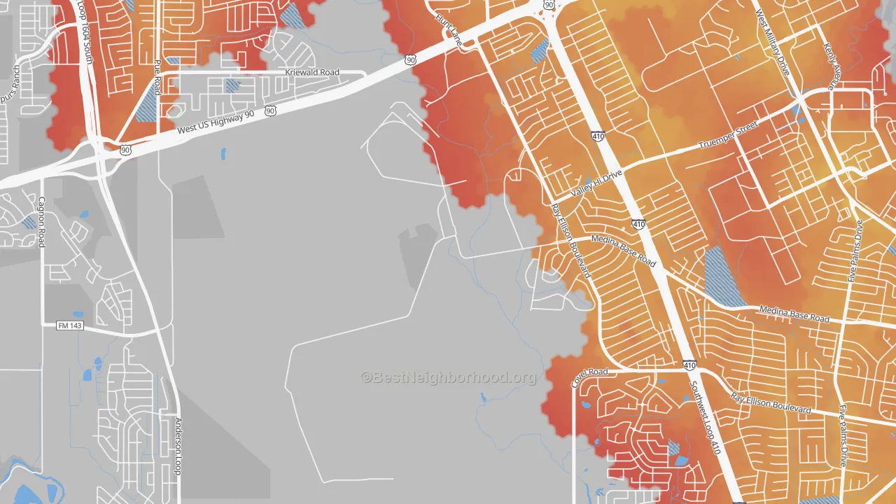 Transit Grade map of Valley-Hi, TX