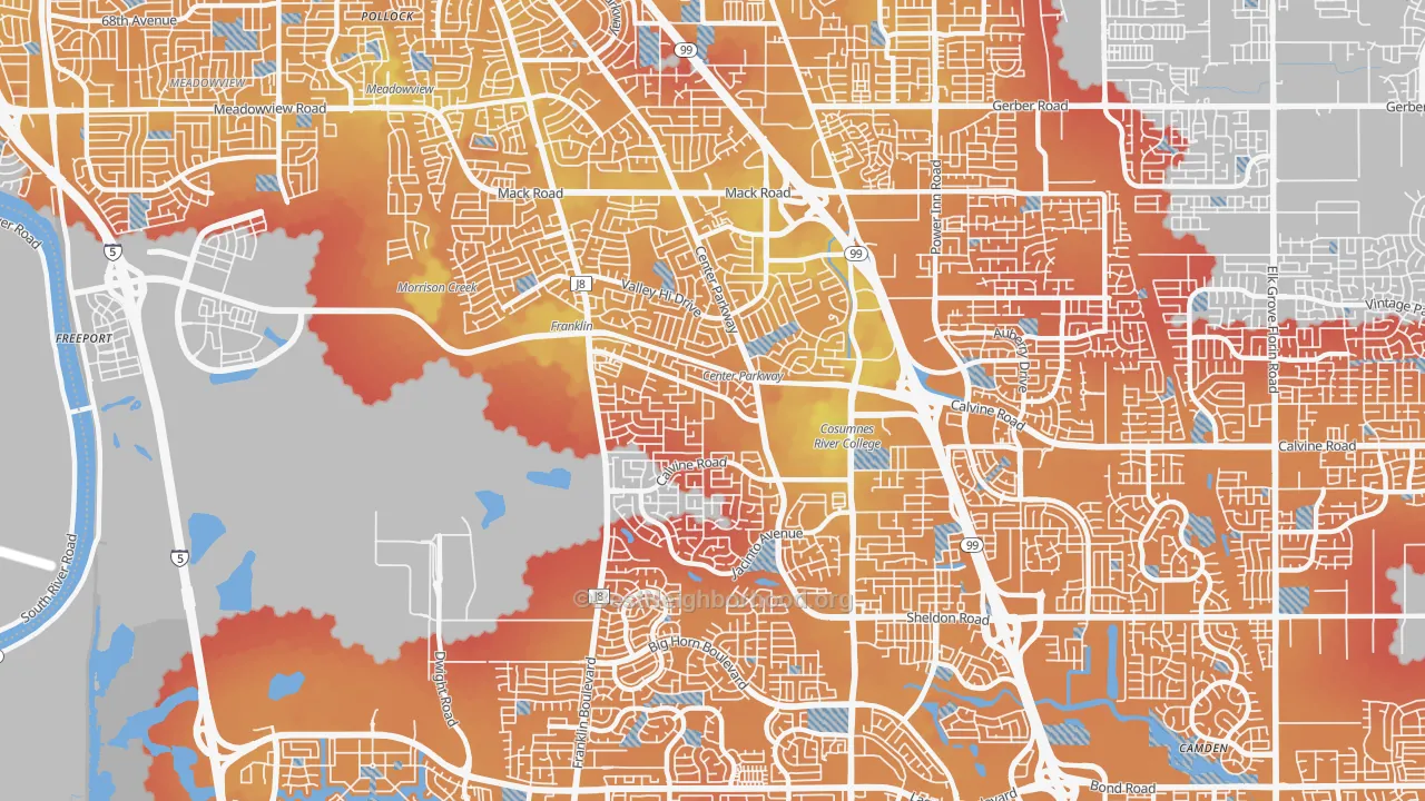Transit Grade map of Valley High-North Laguna, Sacramento, CA