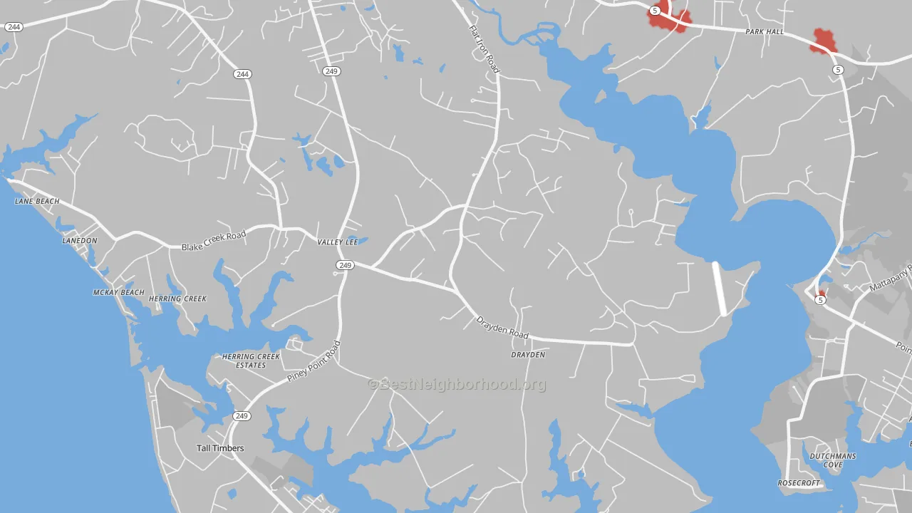 Transit Grade map of Valley Lee, MD