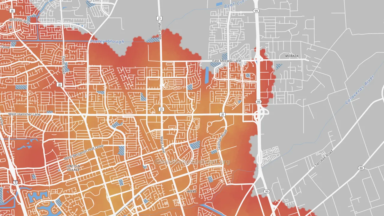 Transit Grade map of Valley Oak, Stockton, CA