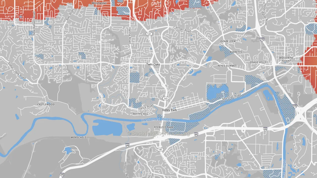 Transit Grade map of Valley Park, MO