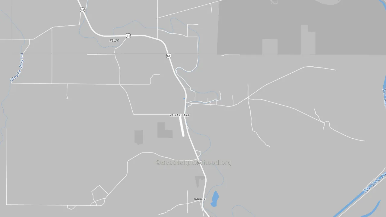 Transit Grade map of Valley Park, MS
