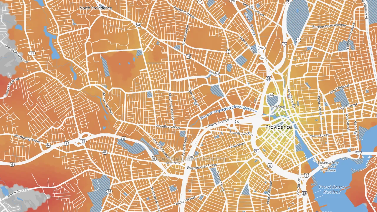 Transit Grade map of Valley, Providence, RI