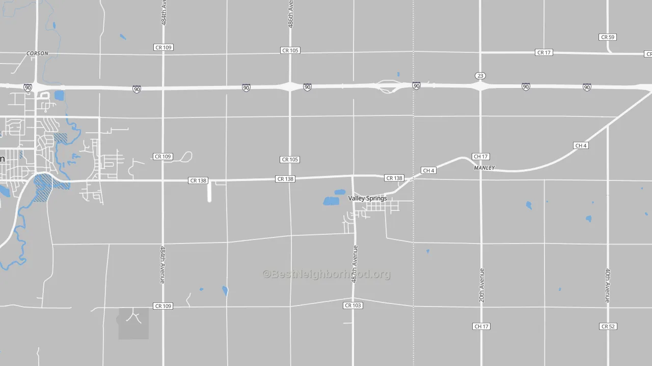 Transit Grade map of Valley Springs, SD