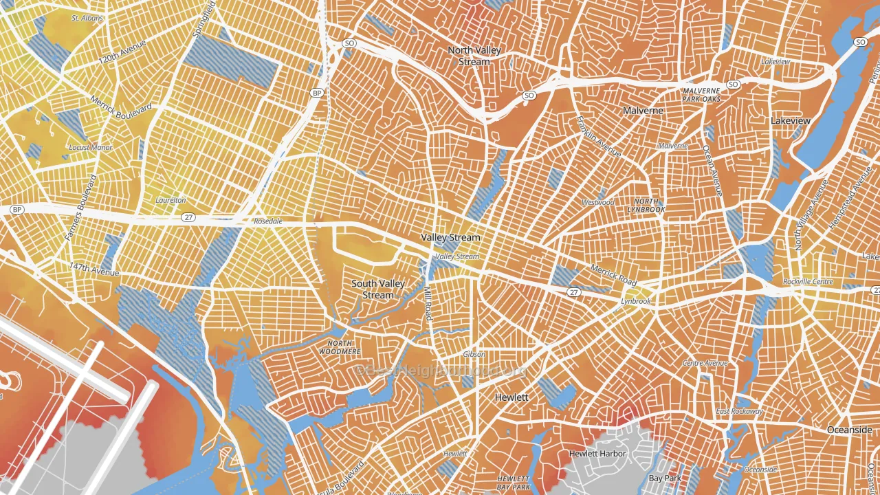 Transit Grade map of Valley Stream, NY