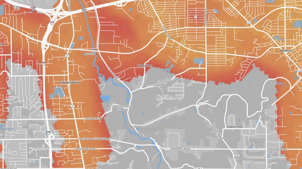 Transit Grade map of Valley View, OH