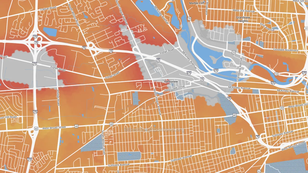 Transit Grade map of Valleyview, OH