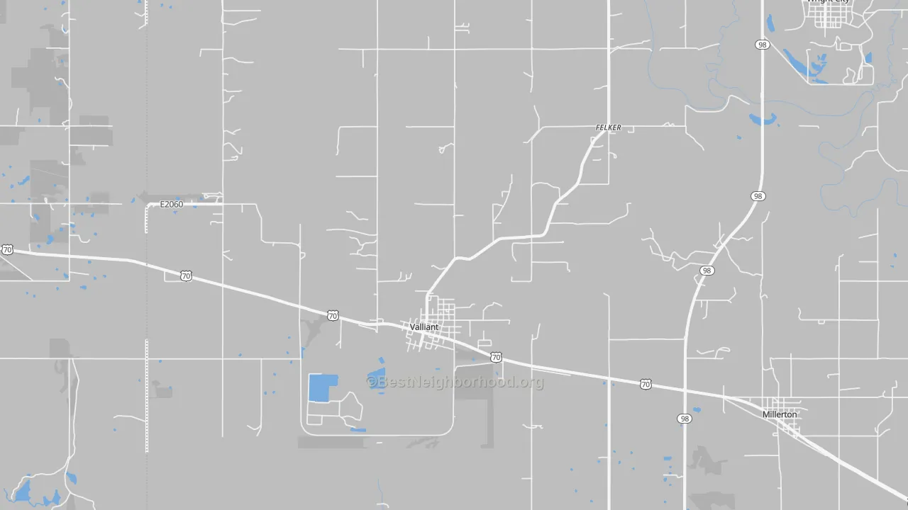 Transit Grade map of Valliant, OK