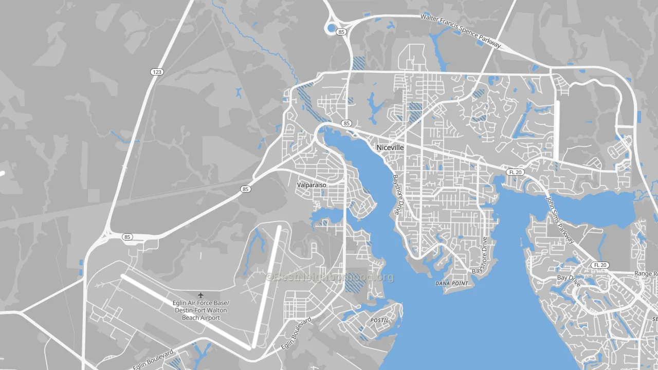 Transit Grade map of Valparaiso, FL