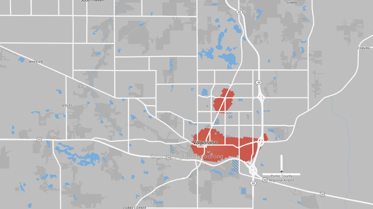 Transit Grade map of Valparaiso, IN