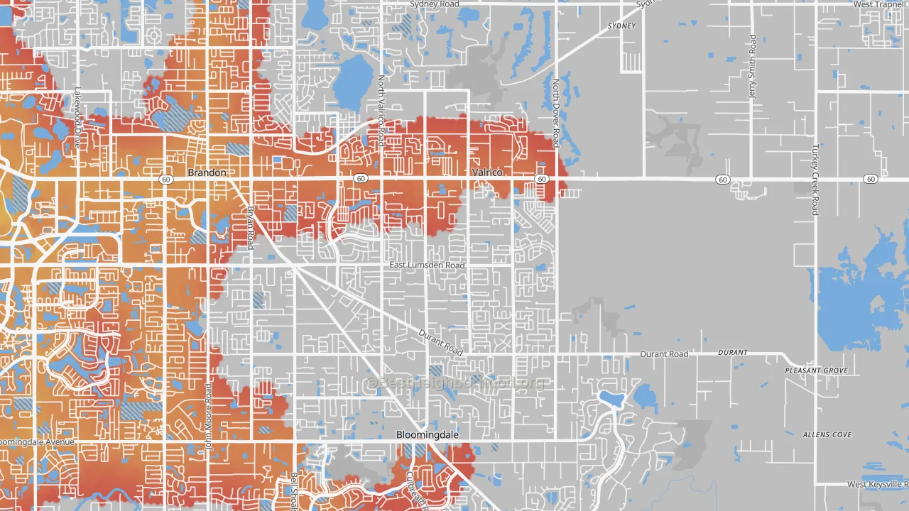 Transit Grade map of Valrico, FL