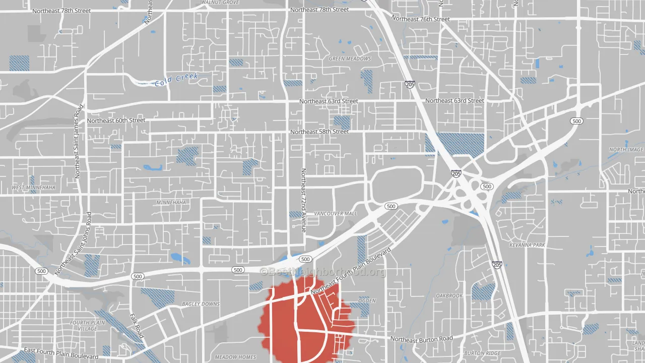 Transit Grade map of Van Mall, Vancouver, WA