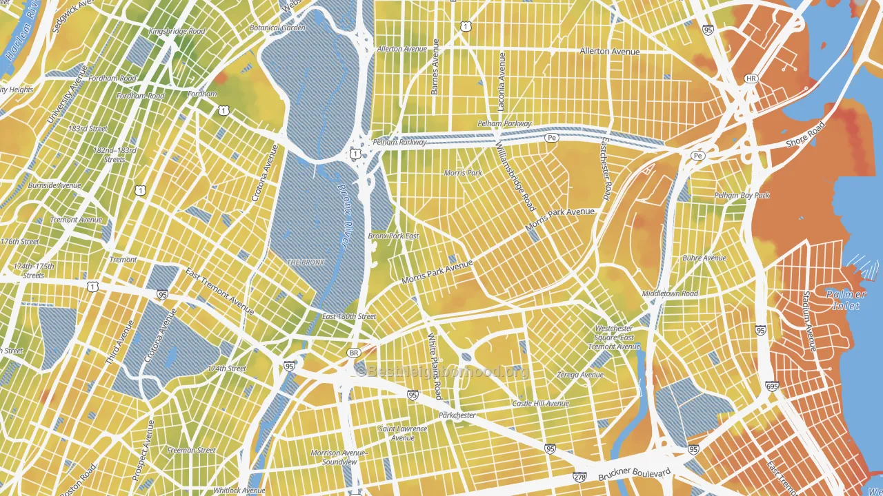 Transit Grade map of Van Nest, Bronx, NY