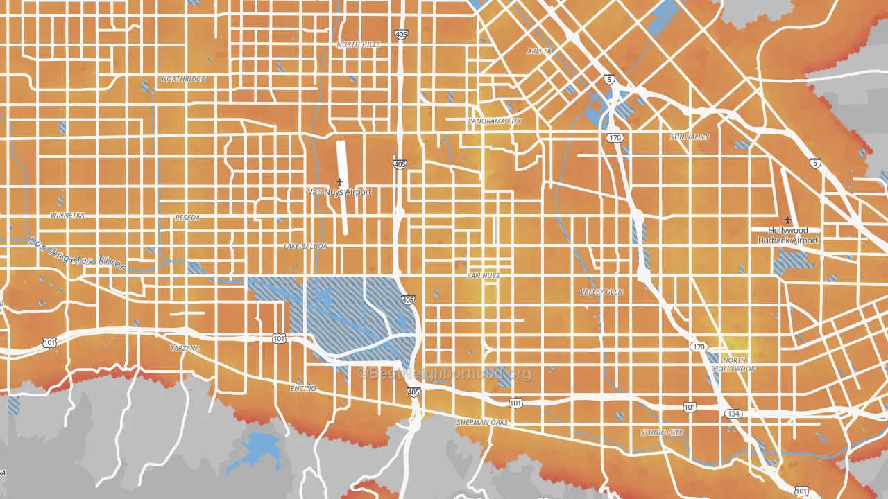 Transit Grade map of Van Nuys, CA