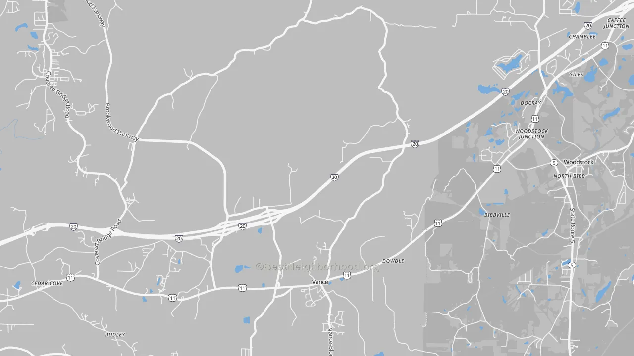 Transit Grade map of Vance, AL