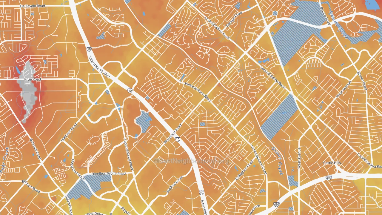 Transit Grade map of Vance Jackson, San Antonio, TX