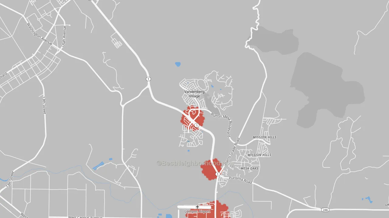 Transit Grade map of Vandenberg Village, CA